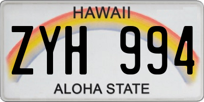 HI license plate ZYH994