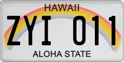 HI license plate ZYI011