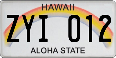HI license plate ZYI012