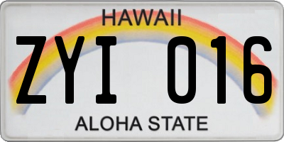 HI license plate ZYI016
