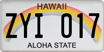 HI license plate ZYI017