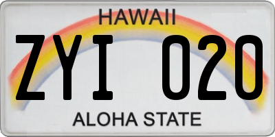 HI license plate ZYI020