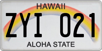 HI license plate ZYI021