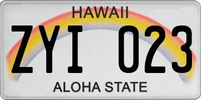 HI license plate ZYI023