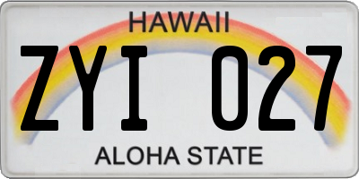 HI license plate ZYI027