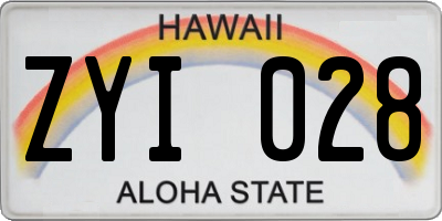 HI license plate ZYI028