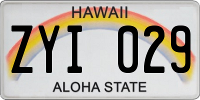 HI license plate ZYI029