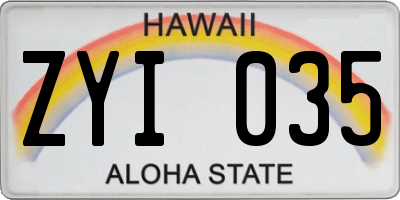 HI license plate ZYI035