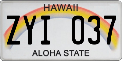 HI license plate ZYI037