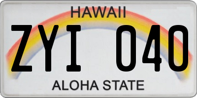 HI license plate ZYI040