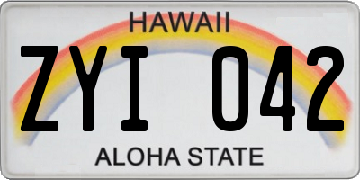 HI license plate ZYI042