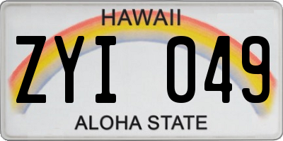 HI license plate ZYI049