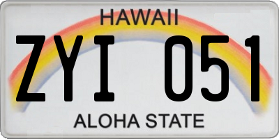 HI license plate ZYI051