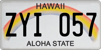 HI license plate ZYI057