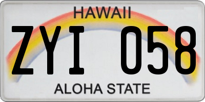 HI license plate ZYI058