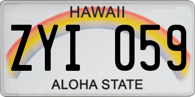 HI license plate ZYI059