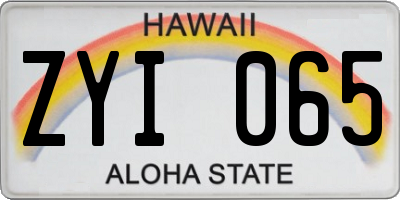 HI license plate ZYI065
