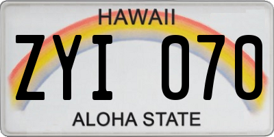 HI license plate ZYI070