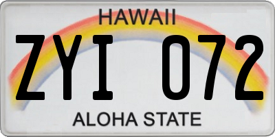 HI license plate ZYI072