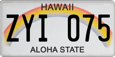HI license plate ZYI075