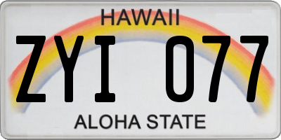 HI license plate ZYI077