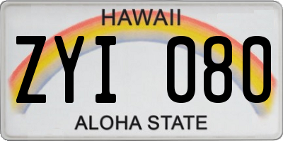 HI license plate ZYI080