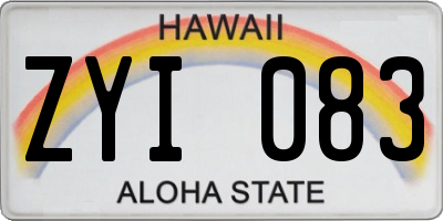 HI license plate ZYI083