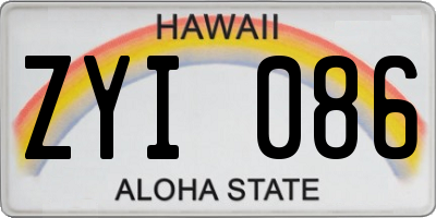 HI license plate ZYI086