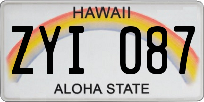 HI license plate ZYI087