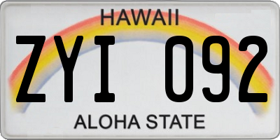 HI license plate ZYI092