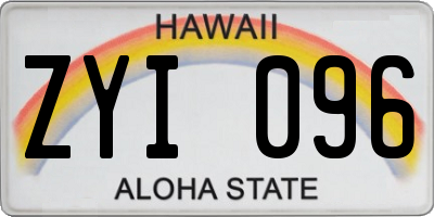 HI license plate ZYI096