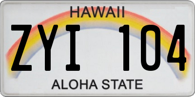 HI license plate ZYI104