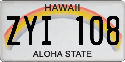 HI license plate ZYI108