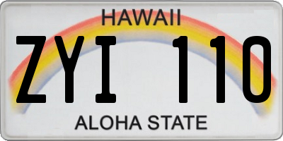 HI license plate ZYI110