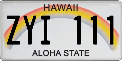 HI license plate ZYI111