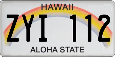 HI license plate ZYI112