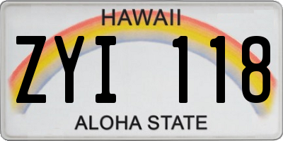 HI license plate ZYI118