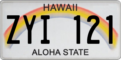 HI license plate ZYI121