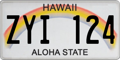 HI license plate ZYI124
