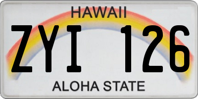 HI license plate ZYI126
