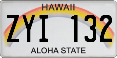 HI license plate ZYI132