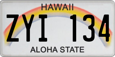 HI license plate ZYI134