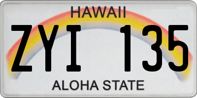 HI license plate ZYI135