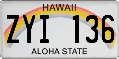 HI license plate ZYI136