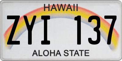 HI license plate ZYI137