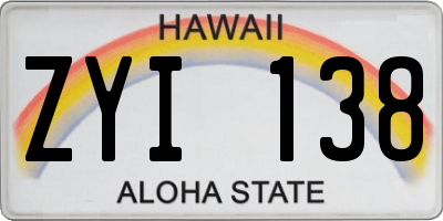 HI license plate ZYI138