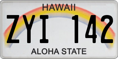 HI license plate ZYI142