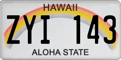 HI license plate ZYI143
