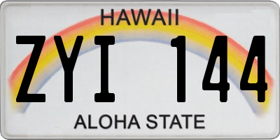 HI license plate ZYI144