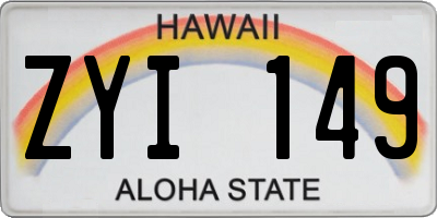 HI license plate ZYI149